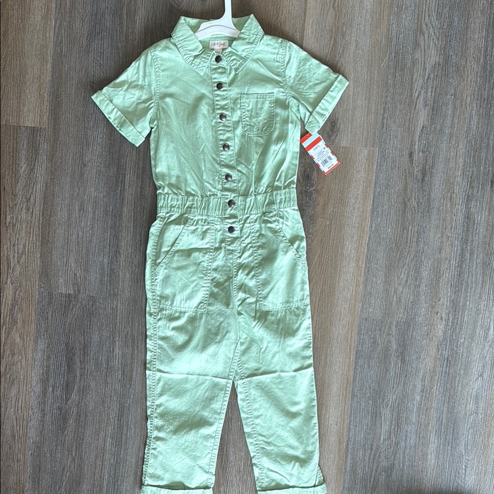 Cat & Jack Green Jumpsuit with Collared Neckline